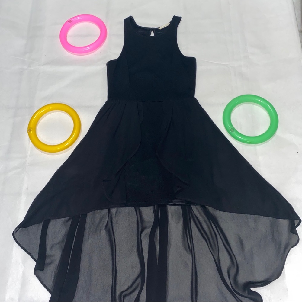 Lush Asymmetrical Black Dress - Picture 6 of 10